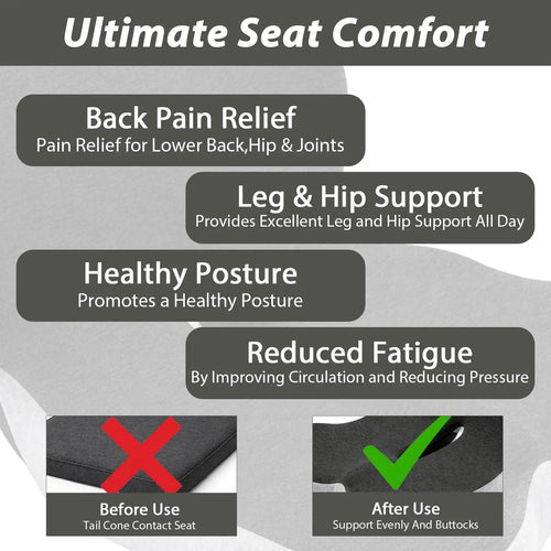 GoDyna Ultimate Sitting Solution Premium Memory Foam Seat Cushion with L-Shaped Back Support for Sciatica Relief & Breathable Non-Slip Base
