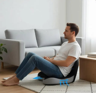 GoDyna Ultimate Sitting Solution Premium Memory Foam Seat Cushion with L-Shaped Back Support for Sciatica Relief & Breathable Non-Slip Base