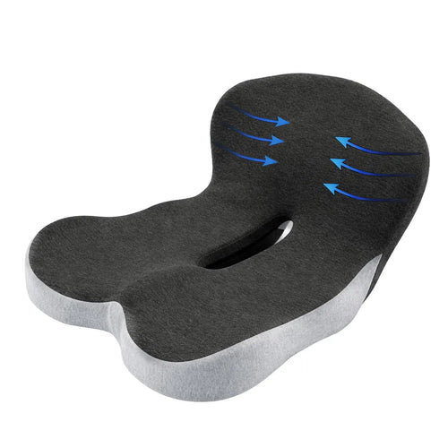 GoDyna Ultimate Sitting Solution Premium Memory Foam Seat Cushion with L-Shaped Back Support for Sciatica Relief & Breathable Non-Slip Base