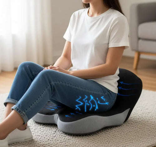 GoDyna Ultimate Sitting Solution Premium Memory Foam Seat Cushion with L-Shaped Back Support for Sciatica Relief & Breathable Non-Slip Base