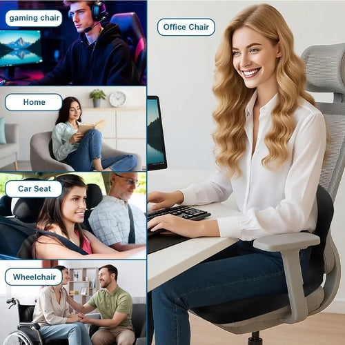 Ergonomic Memory Foam Seat Cushion with Extended Back Support