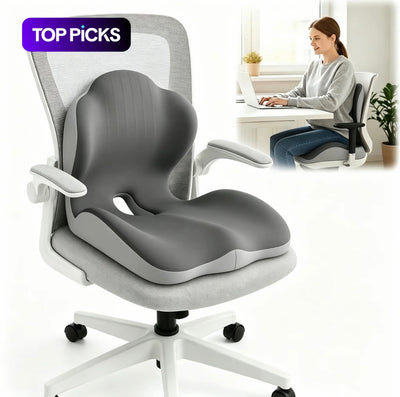 Ergonomic Memory Foam Seat Cushion with Extended Back Support