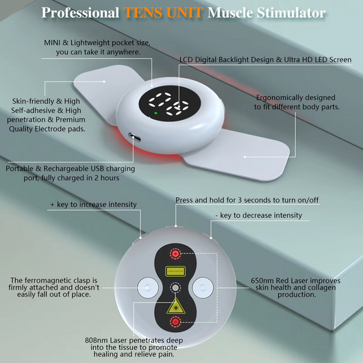 Wireless Tens Muscle Stimulator for Body Pain Relief 20 Levels EMS Neck Massager Low Frequency Pulse Masajeador Pads 650nm Laser